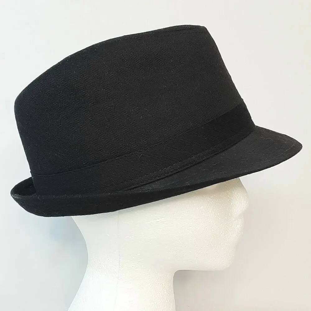 Men’s Black 100% Cotton Twill Lightweight Trilby Hat Medium Large